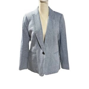 NWT! J Crew Womens 10P Linen Blend Blazer Herringbone Jacket Blue